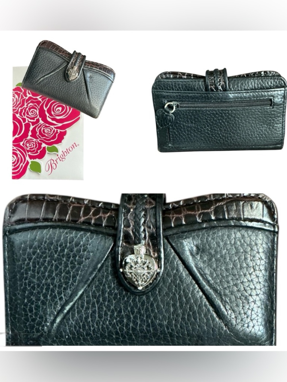 Brighton Black Leather Bifold Card/ID Coin Purse